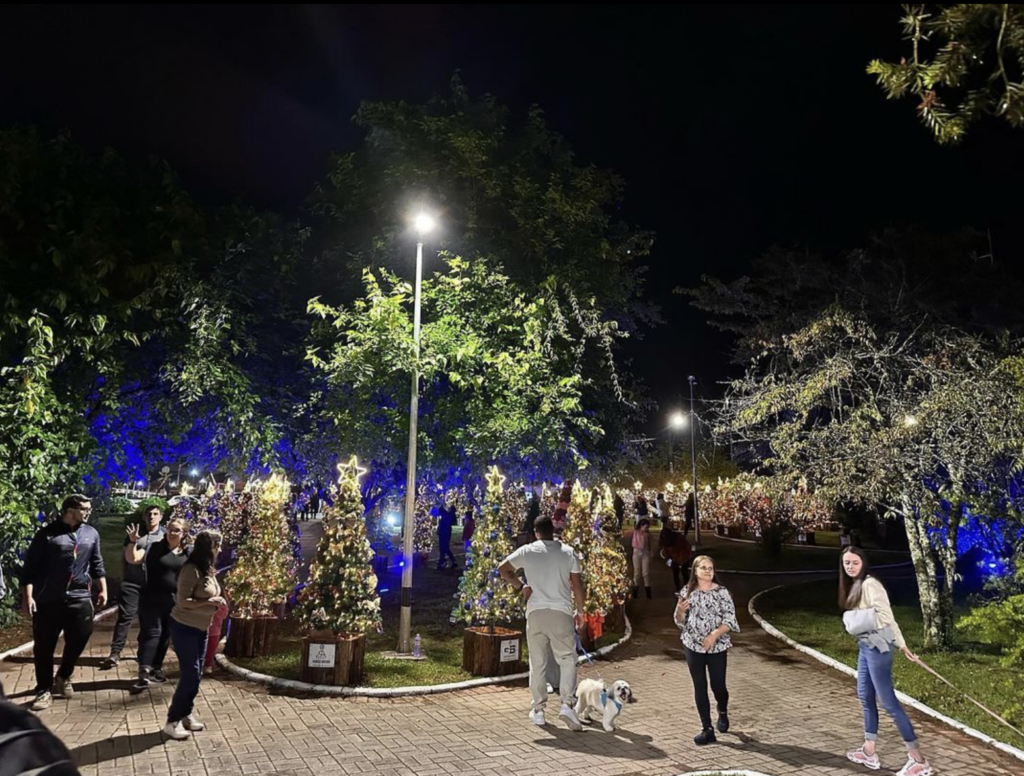 foto do circuito das árvores de campos do jordão iluminado à noite