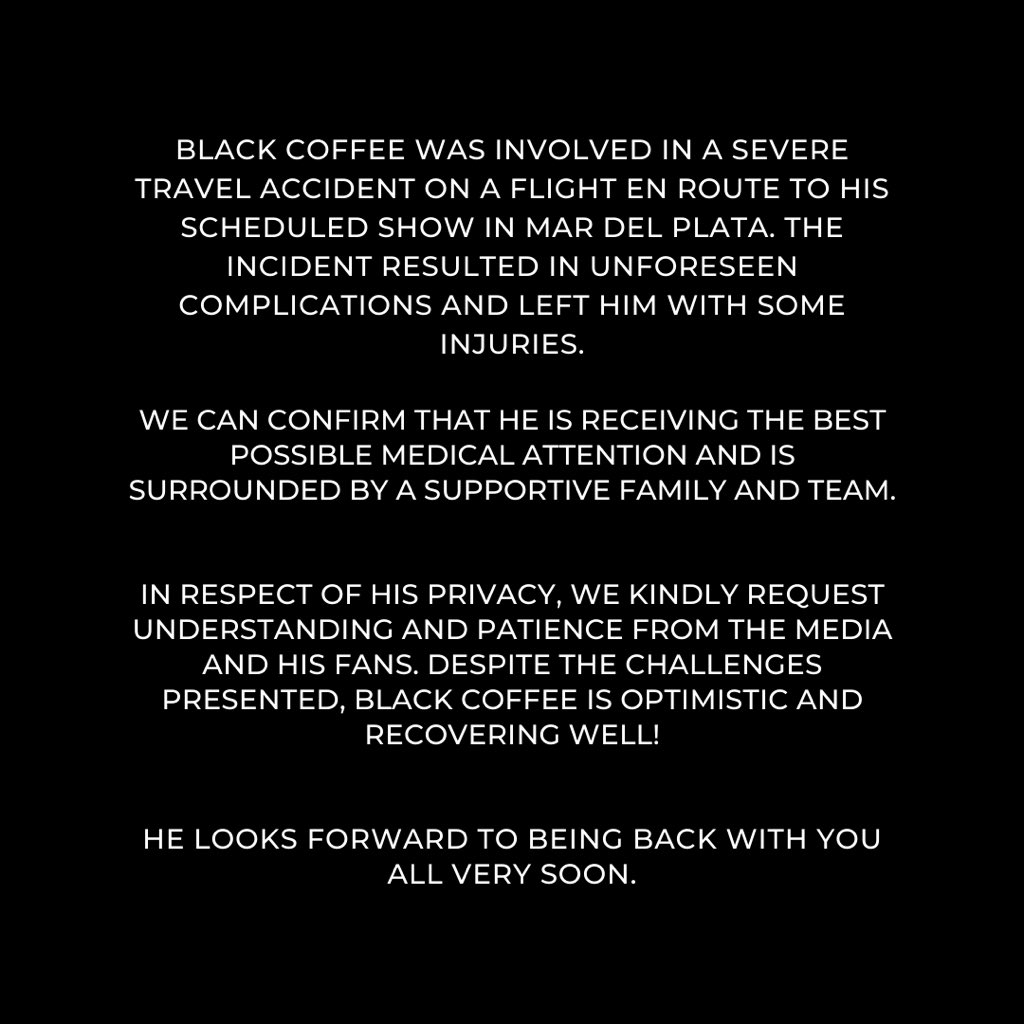 comunicado oficial retirado do X de black coffee